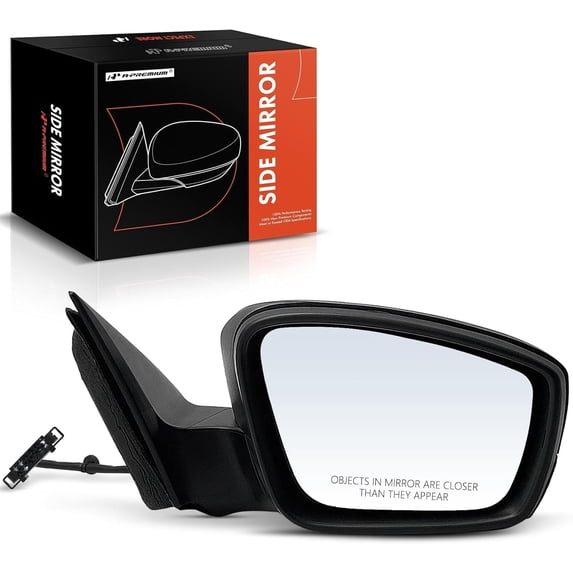 A-Premium Passenger Side Power Door Mirror - Compatible with Volkswagen Jetta 2011-2018 - Heated Manual Folding Black Textured Outside Rear View Mirror w/Turn Signal, w/Memory