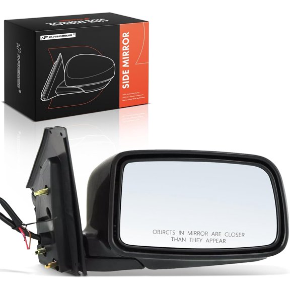 A-Premium Passenger Side Power Door Mirror - Compatible with Mitsubishi Lancer 2002-2007 - Non-Heated Manual-Folding Black Outside Rear View Mirror