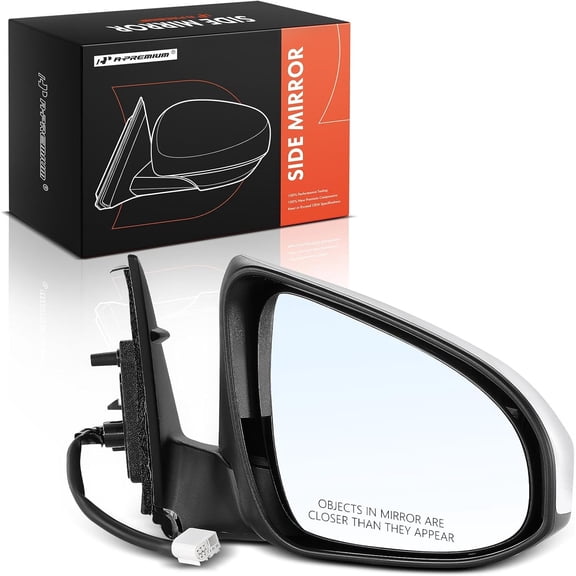 A-Premium Passenger Side Power Door Mirror - Compatible with Toyota Camry 2015 2016 2017 - Heated Manual Folding White Outside Rear View Mirror