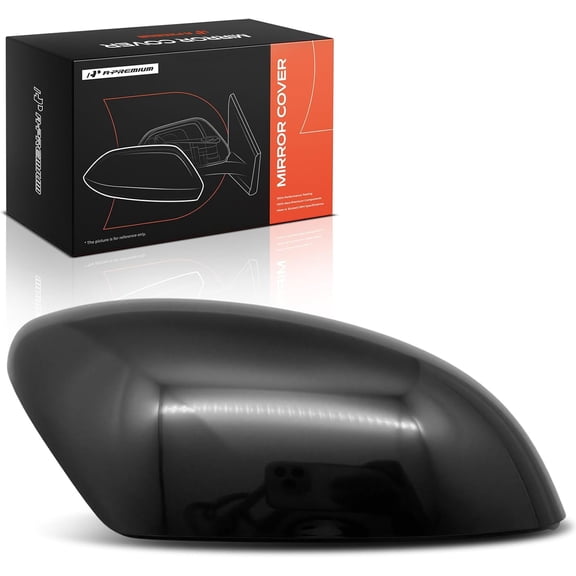 A-Premium Passenger Side Rearview Mirror Cover Cap - Compatible with Nissan Rogue 2014-2020, Frontier 2022-2024 - Smooth Black, Without Turn Signal Hole