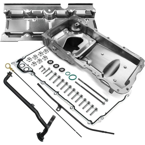 A-Premium Performance Muscle Car Engine Oil Pan Complete Kit Compatible with GM LS1 LS3 LSA LSX Chevrolet Chevy Pontiac Replace # 19212593