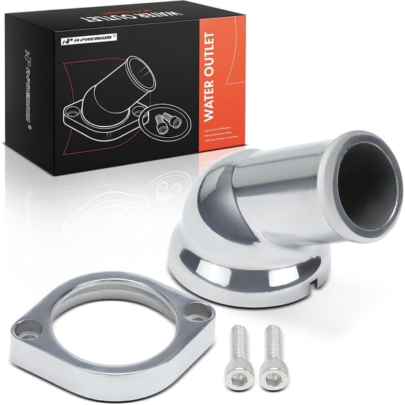 A-Premium Polished Aluminum 45 360 Swivel Water Neck/Thermostat Housing Compatible with GM Small Block LS, with 2 Bolts, 4.7L 5.3L 5.7L 6.0L