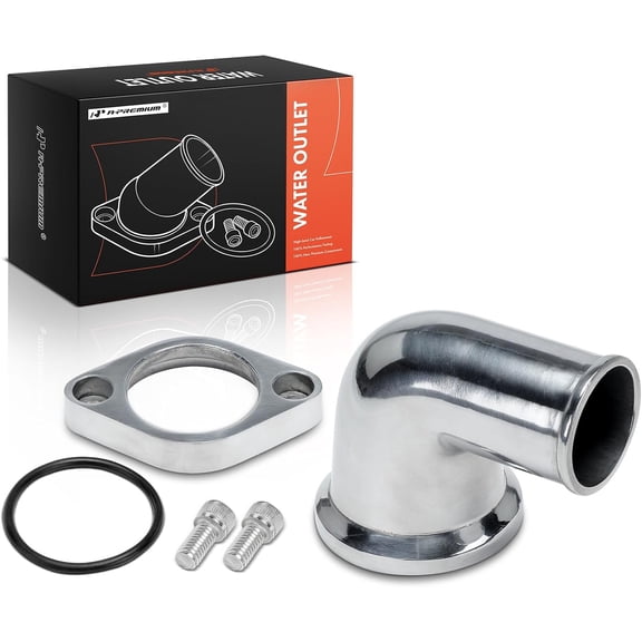 A-Premium Polished Aluminum 90 360 Swivel Water Neck/Thermostat Housing Compatible with Chevy 265-502 Big-Block Small-Block, with O-Ring & 2 Bolts, 4.3L 4.4L 4.6L 4.9L 5.0L 5.4L 5.7L 6.5L 6.6L 7.4L