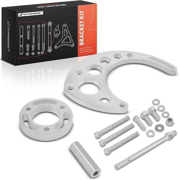 A-Premium Polished Aluminum Alternator Bracket Kit Compatible with Chevy Big Block BBC 396 402 427 454 502 V8 Engine with Long Water Pump