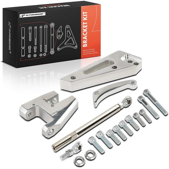 A-Premium Polished Aluminum Alternator Bracket Kit Compatible with Chevy Small Block 1955-1968, with Short Water Pump