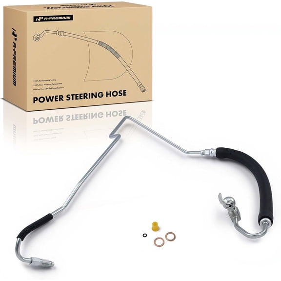 A-Premium Power Steering Pressure Hose Line Assembly Compatible with Infiniti G35 Nissan 350Z 2003 2004 2005 2006, 3.5L, with O-ring & Washer, Pump To Gear