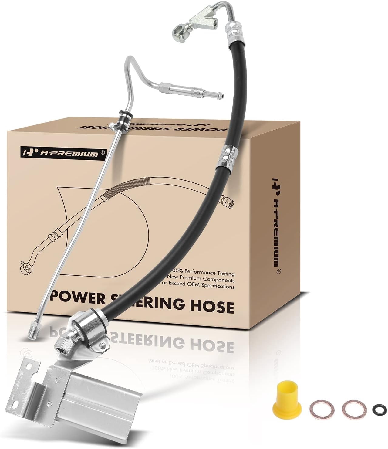 A-Premium Power Steering Pressure Hose Line Assembly Compatible with Nissan Frontier 2005-2018, Pathfinder 2005-2012, Xterra 2005-2015, 2.5L 4.0L, with O-ring & Washer, Pump To Rack
