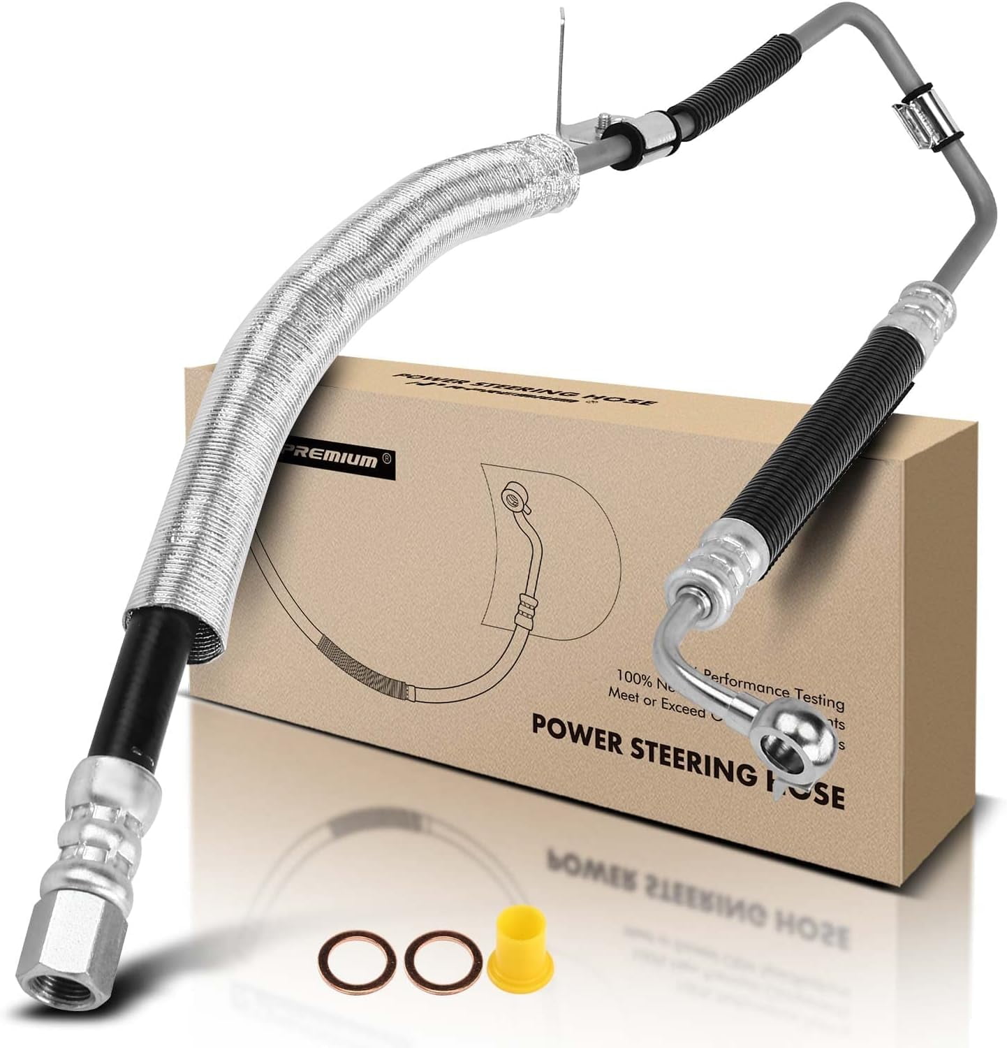 A-Premium Power Steering Pressure Hose Line Assembly Compatible with Toyota Camry 1997-2001, Solara 1999-2003 & Lexus ES300 1997-2001, 3.0L, with Aluminum Foil Sheath, From Pump (43-1/4" Hose)