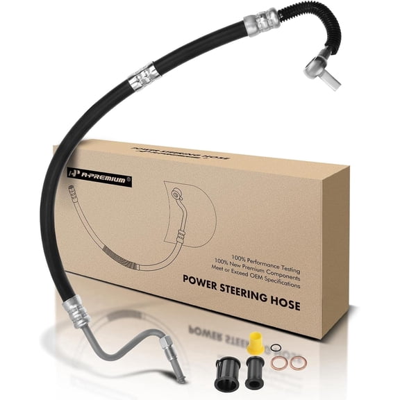 A-Premium Power Steering Pressure Hose Line Assembly Compatible with Toyota Camry 2002-2009, Solara 2004-2008, 2.4L, with O-ring & Washer, Pump To Rack/Gear