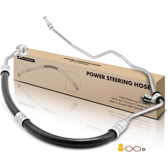 A-Premium Power Steering Pressure Hose Line Assembly Compatible with Hyundai Santa Fe 2007 2008 2009, 2.7L, with O-ring & Washer, Pump To Rack