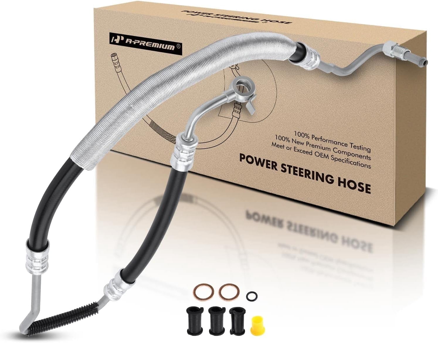 A-Premium Power Steering Pressure Hose Line Assembly Compatible with Toyota Sienna 2004 2005 2006, 3.3L FWD, with O-ring & Washer, Pump to Gear/Rack