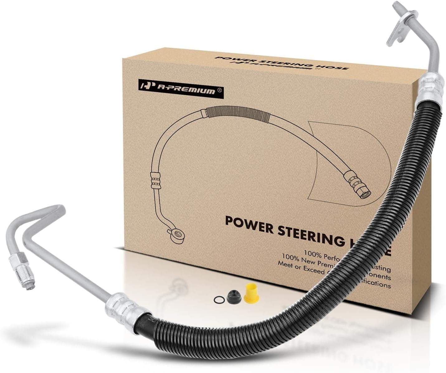 A-Premium Power Steering Pressure Hose Line Assembly Fit for Chevrolet Silverado 1500 2007-2013, Silverado 2500, Tahoe, Suburban 1500 & GMC & Cadillac, with O-ring, Pump to Rack/Gear