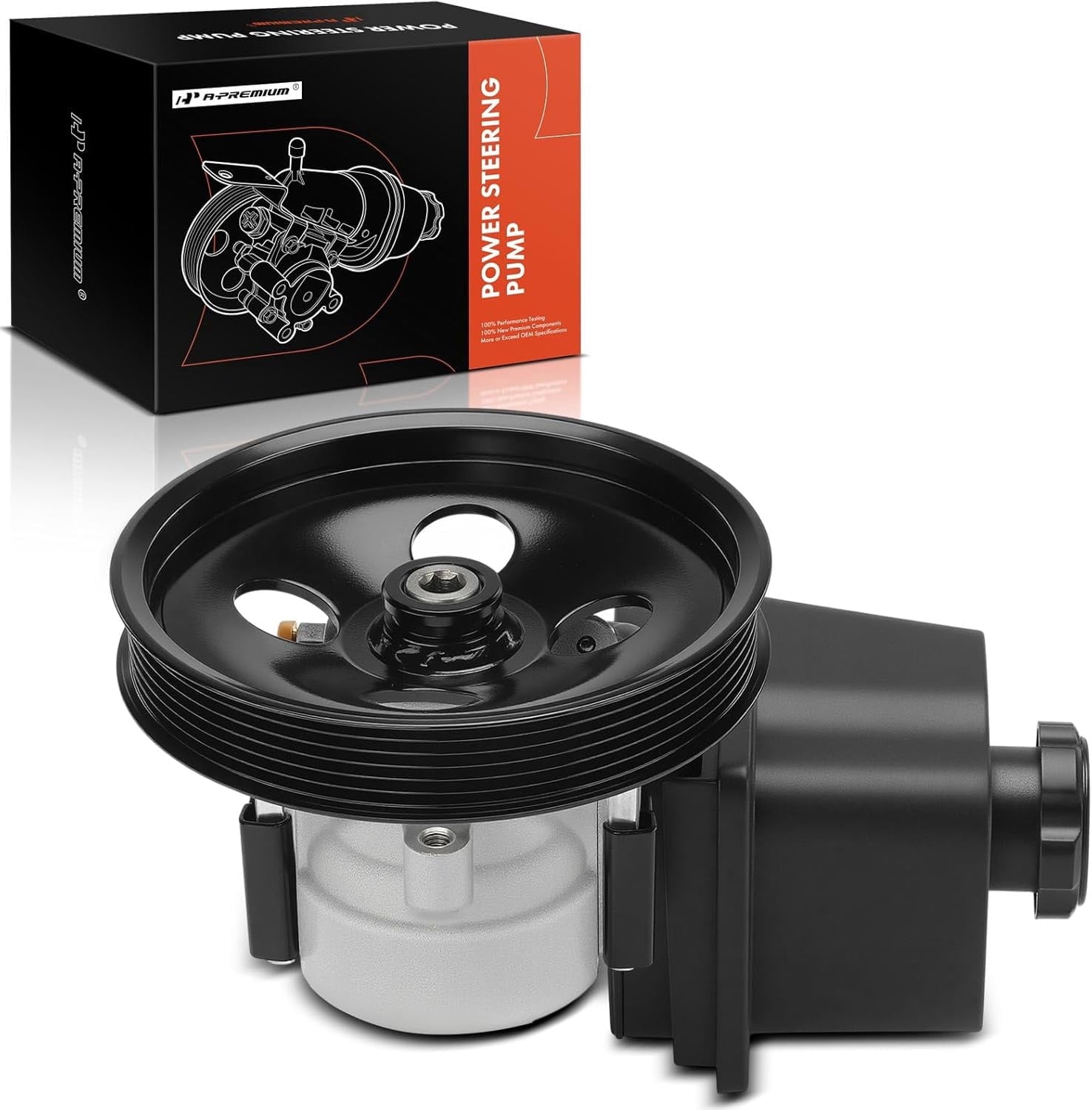A-Premium Power Steering Pump, with Reservoir & Pulley, Compatible with Chevrolet Trailblazer EXT & GMC Envoy XUV & Isuzu Ascender & Oldsmobile Bravada & Saab 9-7x & Buick Rainier, 4.2L