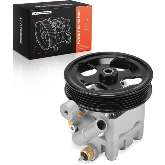A-Premium Power Steering Pump, with Pulley & Hose Barb & Sensor, Compatible with Subaru Outback 2000-2004, Legacy 2000-2004, Baja 2003-2006