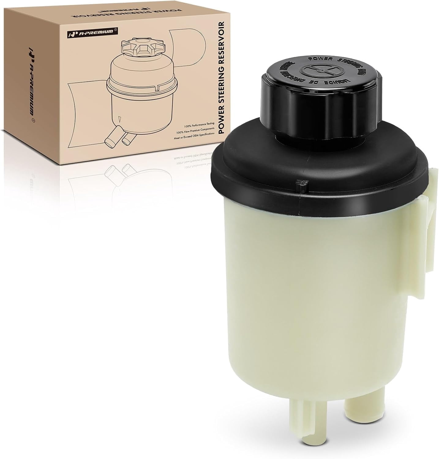 A-Premium Power Steering Reservoir/Tank with Cap Compatible with Volvo S80 2007-2014, V70 2008-2010, XC70 2008-2010, XC90 2007-2014, 3.0L 3.2L 4.4L