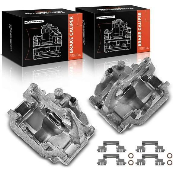 A-Premium Rear Brake Caliper Assembly with Bracket for Chevrolet Silverado, GMC Sierra, 2-Piece Set