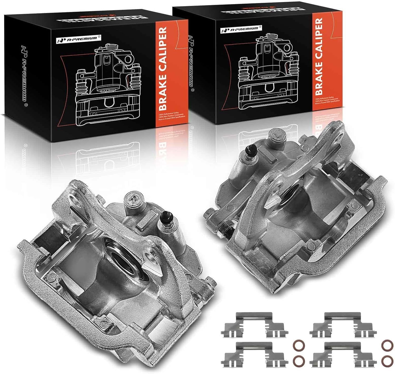 A-Premium Rear Brake Caliper Assembly with Bracket for Chevrolet Silverado, GMC Sierra, 2-Piece Set