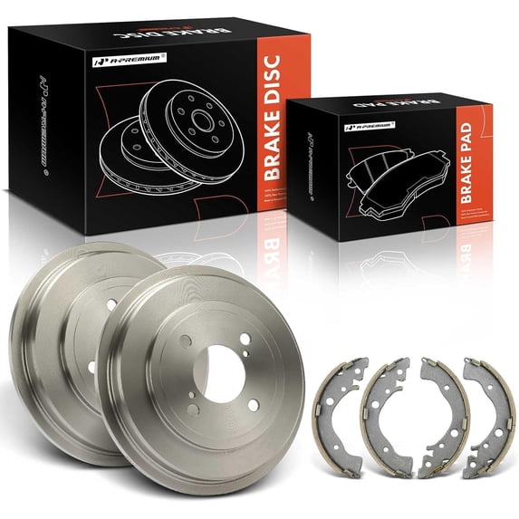 A-Premium Rear Brake Drums and Shoes Set Compatible with Honda Fit 2015-2020 1.5L, Only 2-PC