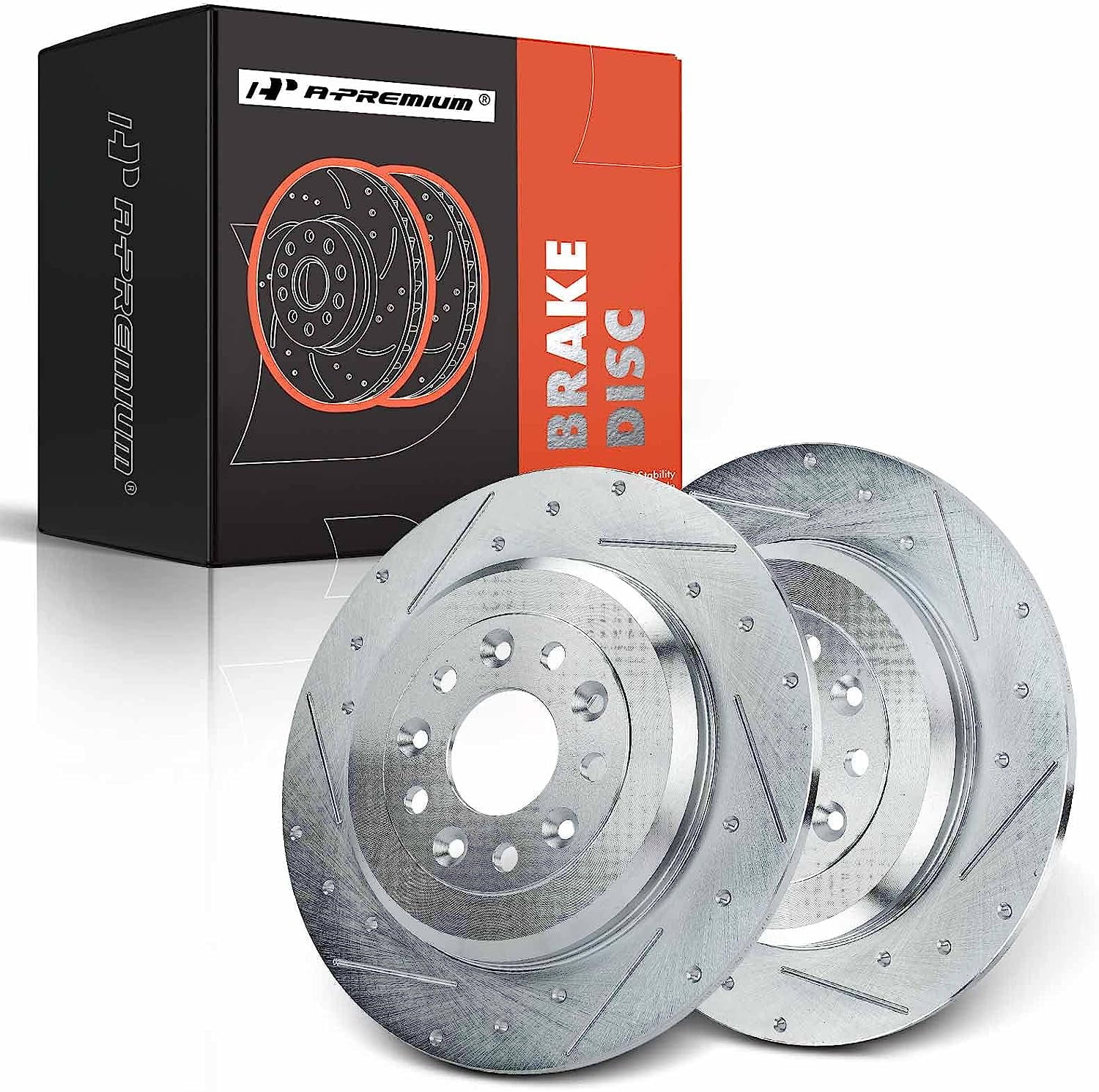 APremium Rear Drilled and Slotted Disc Brake Rotors Set Compatible