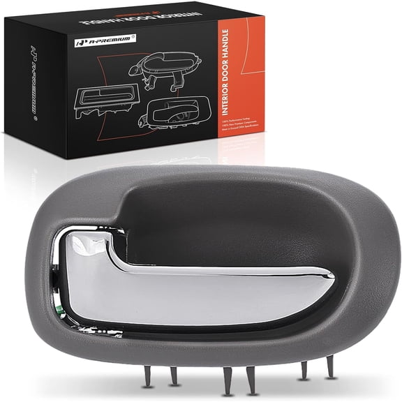 A-Premium Rear Left Driver Side Interior Door Handle Compatible with Chrysler Sebring & Dodge Stratus, 2001-2006, Sedan, Light Gray Housing with Chrome Lever