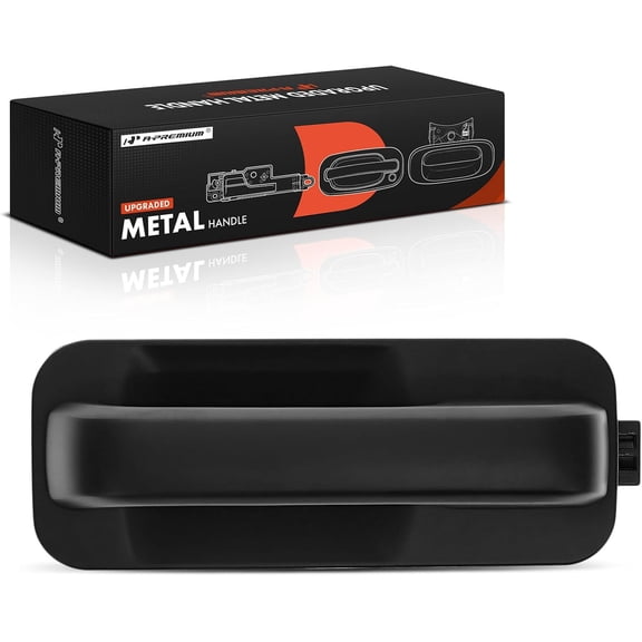 A-Premium Rear Left Driver Side Upgraded Metal Exterior Door Handle Compatible with Ford F-150 F150 2015-2020 Crew Cab Pickup, Without Passive Entry, Smooth Black, Replace# FL3Z1626605-CAPTM