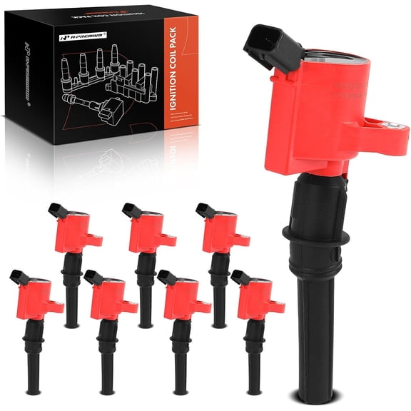 A-Premium (Red) Engine Ignition Coil Pack Compatible with Ford F-150, F-250 Super Duty, Mustang & Lincoln Town Car, Navigator & Mercury Grand Marquis, V8 4.6L 5.4L, Replace# 1L2U12029AA, 8-PC Set