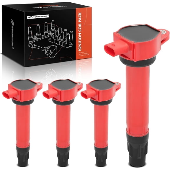 A-Premium (Red) Engine Ignition Coil Pack Compatible with Jeep Compass Patriot 2007-2017 & Dodge Journey 2009-2020, Avenger 2008-2014, Caliber 2007-2012 & Chrysler 200 2011-2014, Sebring, 4-PC Set