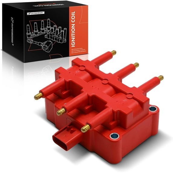 A-Premium (Red) Engine Ignition Coil Pack Compatible with Jeep Wrangler 2007-2011 & Dodge Grand Caravan 2001-2010, Caravan 2001-2007 & Chrysler Town & Country, Pacifica, Voyager & Volkswagen Routan