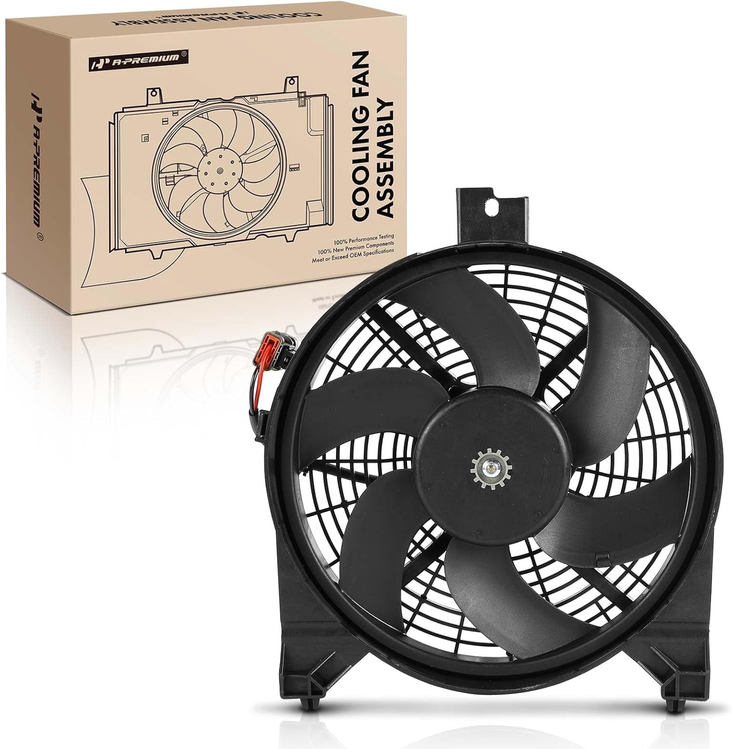 A-Premium Right A/C Condenser Fan Assembly Compatible with Select Nissan & Infiniti Models - Titan 2004-2006, Armada 2005-2006, Pathfinder Armada 2004, QX56 2004-2006 - Replace# 921207S000