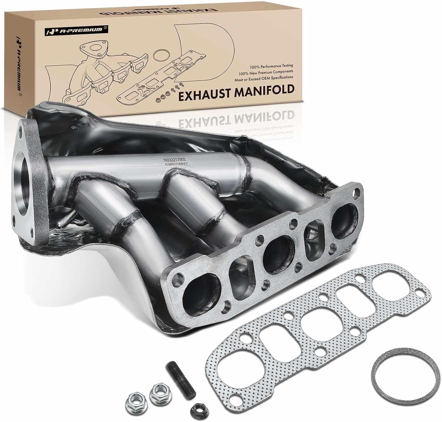A-Premium Right Exhaust Manifold W/Gasket, Stud & Nuts [DOHC 6Cyl 4.0L] Compatible with Nissan Frontier 2005-2020, Pathfinder 2005-2012, Xterra 2005-2015, NV1500 NV2500 NV3500 2012-2021