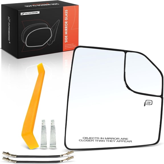 A-Premium Right Passenger Side Heated Mirror Glass - Compatible with Ford F150 F-150 2015-2020 - Exterior Side View Convex Towing Mirrors with Blind Spot, Backing Plate, Replace # FL3Z17K707B