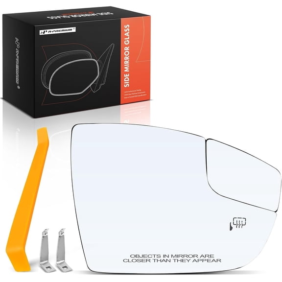 A-Premium Right Passenger Side Heated Mirror Glass Replacement Compatible with 2012-2018 Ford Focus Side Mirror Glass - Exterior Side View Convex Mirror with Rear Holder, Replace # CM5Z17K707G