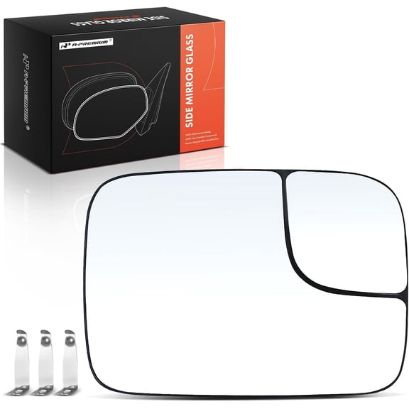 A-Premium Right Passenger Side Non-Heated Mirror Glass with Backing Plate - Compatible with Dodge Ram 1500 2005-2008, Ram 2500 3500 2005-2009 - Exterior Side View Convex Mirror with Spotter Glass
