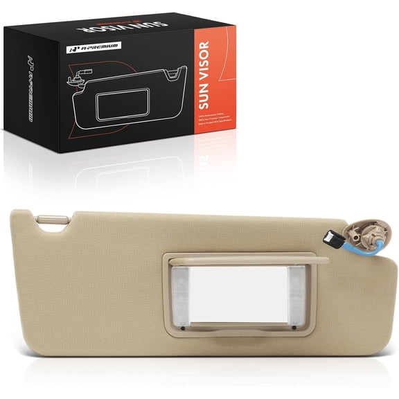 A-Premium Right Passenger Side Sun Visor Compatible with Honda Pilot 2016-2022, Ridgeline 2017-2023, Passport 2019-2022 - with Vanity Mirror, with Vanity Light, Beige Color - Replaces 83230TG7A12ZA