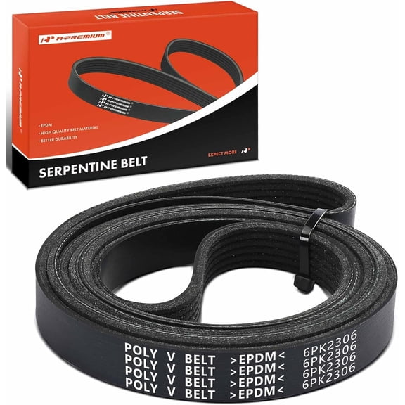 A-Premium Serpentine Drive Belt Compatible with Toyota, Mazda, Ford, Lincoln, Chevrolet, GMC, Isuzu, Mercury & Saab Cars - Tundra, 6, Crown Victoria, Grand Marquis, Town Car, Astro, G10, G20 & More