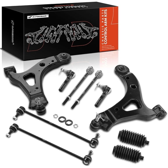 A-Premium Set of 10, Front Lower Control Arm with Ball Joint, Tie Rod End, Sway Bar Link, Rack And Pinion Bellow Kit, Compatible with Chevrolet Uplander Buick Terraza Saturn Relay Pontiac