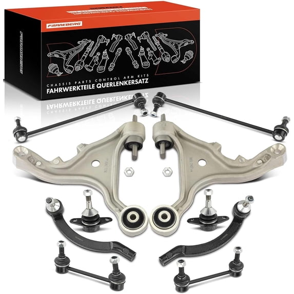 A-Premium Set of 10, Front Lower Control Arm, Lower Ball Joint, Front & Rear Sway Bar Link, Outer Tie Rod End, Compatible with Volvo S60 2001-2007, V70 2001-2007, FWD Only