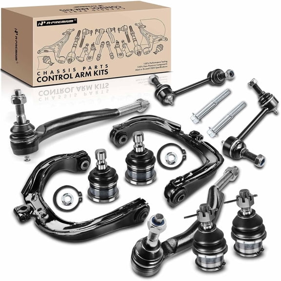 A-Premium Set of 10 Upper Control Arm + Sway Bar Link + Upper Lower Ball Joints + Outer Tie Rod End Compatible with 2002-2009 Chevy SSR Trailblazer (EXT) & GMC Envoy (XL/XUV/XUV) & Isuzu Ascender