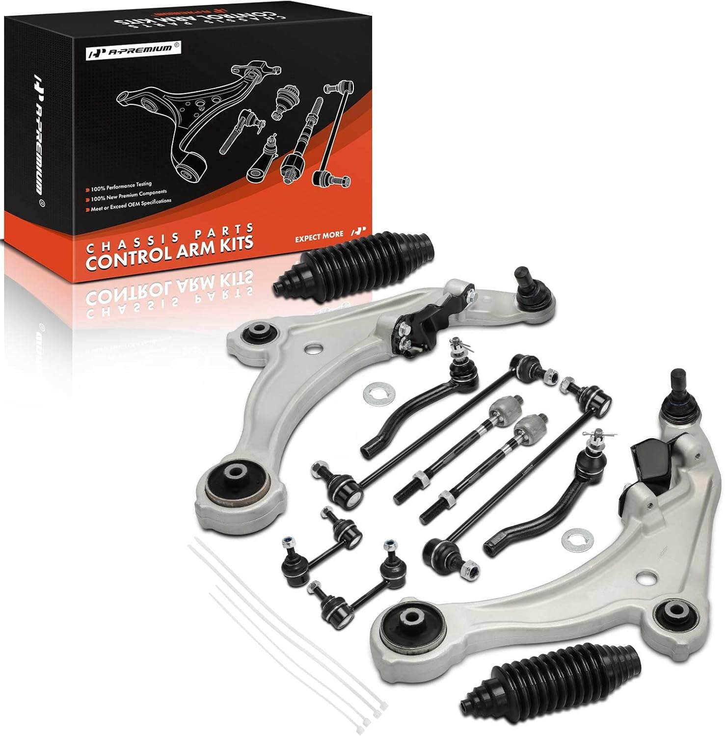 A-Premium Set of 12, Front Lower Control Arm, Inner Outer Tie Rod End ...