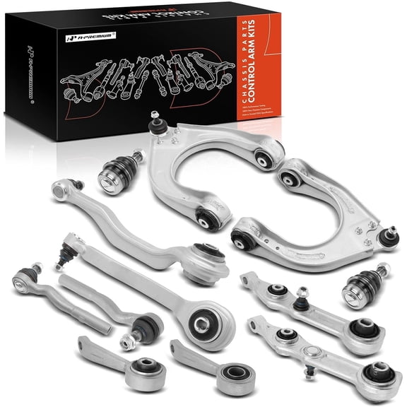 A-Premium Set of 12, Front Lower Forward Rearward & Upper Control Arm, Sway Bar Link, Outer Tie Rod End, Lower Rear Outer Ball Joint, Compatible with Mercedes-Benz E320 E350 E500 E550 E55 AMG CLS500