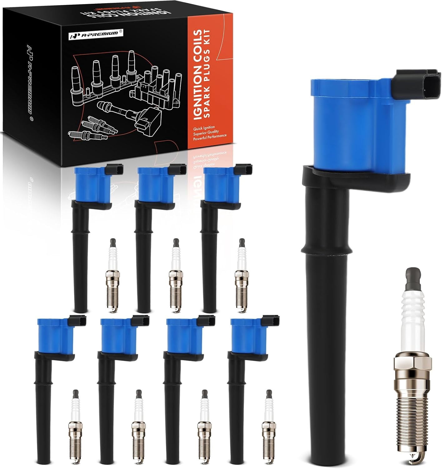 A-Premium Set of 16 (Blue) Ignition Coil Pack and Iridium Spark Plugs ...
