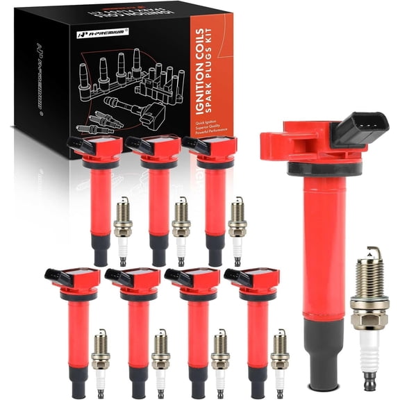 A-Premium Set of 16 Ignition Coil Pack and Iridium Spark Plugs Compatible with Toyota Tundra 2000-2009, 4Runner 2003-2009, Sequoia 2001-2009, Land Cruiser & Lexus GX470, GS430, LS430, LX470, SC430