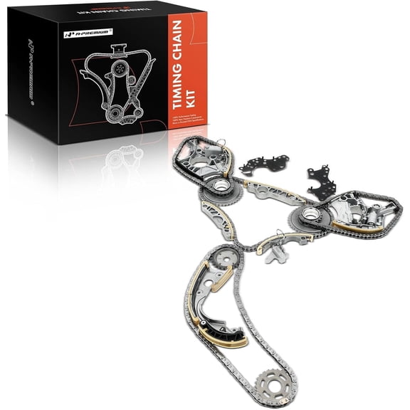 A-Premium Set of 18PCS Engine Timing Chain Kit W/Tensioner & Guide Rail & Sprockets [fits DOHC, 6Cyl 3.2L] Compatible with Audi A4 2005-2008, A4 Quattro 2005-2009, A6 2006-2009, A6 Quattro 2005-2009