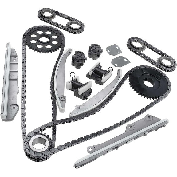 A-Premium Set of 19PCS Engine Timing Chain Kit W/Tensioner & Guide & Sprocket [fits DOHC, 8Cyl 4.6L] Compatible with Ford Mustang 2001 & Lincoln Continental 2001 2002, Replace# S869, 9-5338, 9-5462