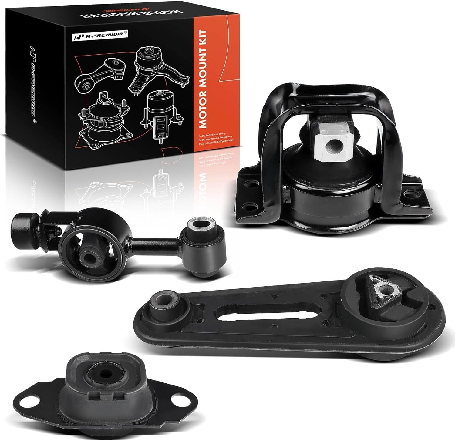 A-Premium Set of 4 Engine Motor Mount and Transmission Mount Kit Compatible with Nissan Versa 2007-2012, Cube 2009-2014, L4 1.8L, DOHC Petrol, Replace# 11220EL50A, 11360EL00A