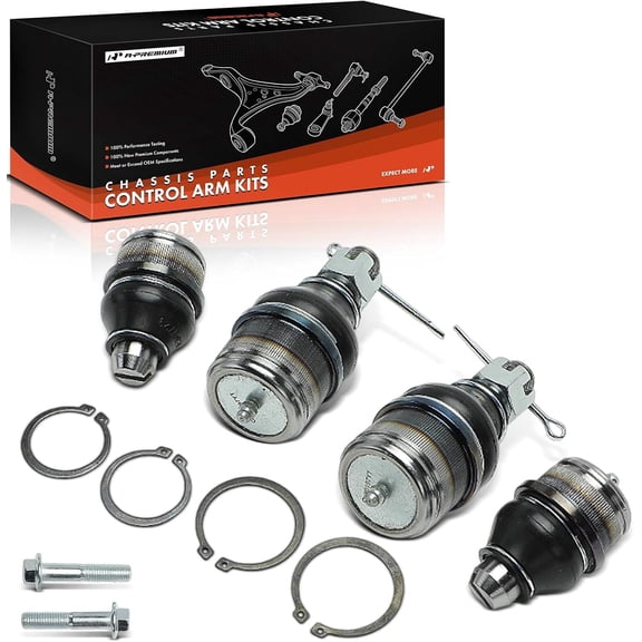 A-Premium Set of 4, Front Upper & Lower Ball Joints Kit, Compatible with Ford E-150 E-250 E-350 Econoline, E-150 E-350 Econoline Club Wagon, E-450 Super Duty