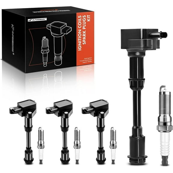 A-Premium Set of 4 Ignition Coil Pack and Iridium Spark Plugs Compatible with Ford Escape 2013-2016, Fusion 2013-2014, Fiesta 2014-2019, Transit Connect 2014-2016, 1.6L, Replace# NGK94769, C1830