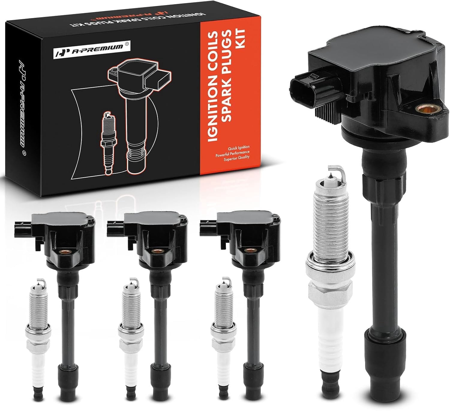 A-Premium Set of 4 Ignition Coil Pack and Iridium Spark Plugs Compatible with Honda CR-V CRV 2017-2020, Civic 2017-2020, 1.5L, Replace# 3052059B013, CM11122