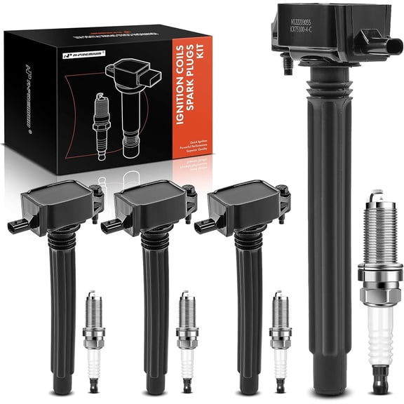 A-Premium Set of 4 Ignition Coil Pack and Iridium Spark Plugs Compatible with Jeep Cherokee 2014-2020,Compass 2018-2020, Renegade 2015-2020 & Chrysler 200 & Ram ProMaster City & Dodge Dart, Fiat 500X