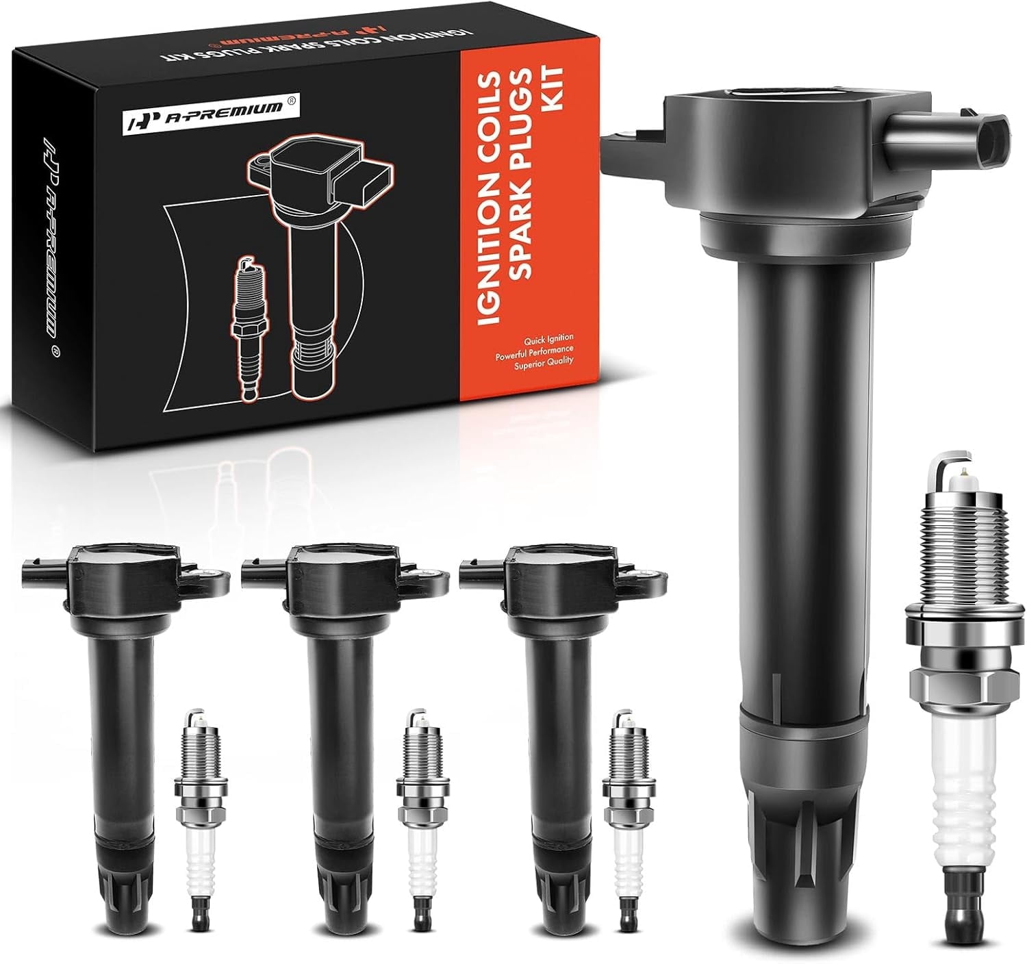 A-Premium Set of 4 Ignition Coil Pack and Iridium Spark Plugs Compatible with Jeep Compass 2007-2017 Patriot & Dodge Journey Avenger Caliber & Chrysler 200 Sebring